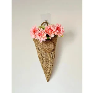 Home-Decor-showpice grass bucket with flower
